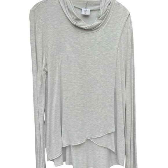 CAbi Light Gray total neck open front Draped Knit Top S - Picture 1 of 8